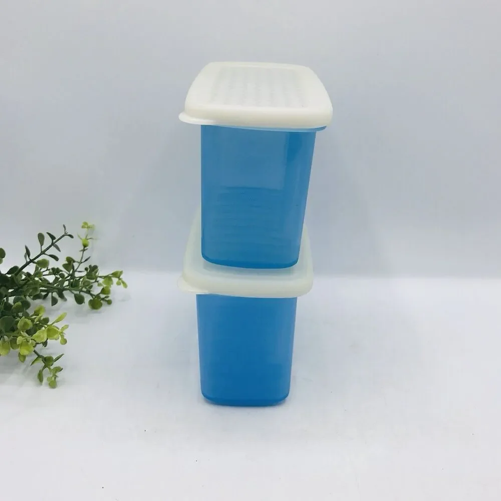 Vintage Tupperware Fridgesmart Mini Set Of 2-1 1/2c Vented Containers Blue White
